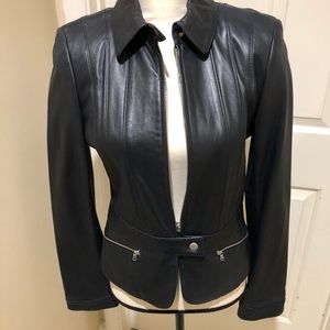 DKNY NAVY LEATHER JACKET
